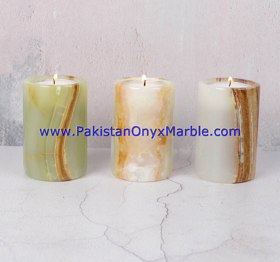 Onyx Stone popular Candle holder set of 3