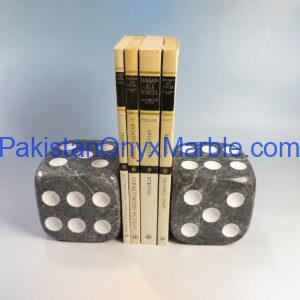 Armani Gray Marble Dice Bookends Design