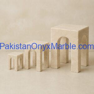 beige marble arch square bench shape bookends