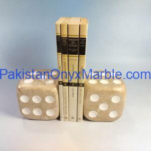 Beige Marble Dice Bookends Design