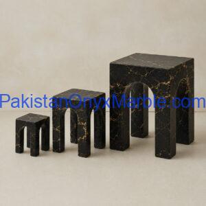 black and gold marble arch square bench shape bookends