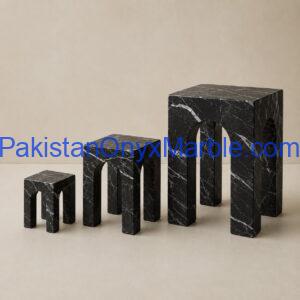 black zebra marble arch square bench shape bookends