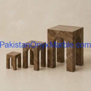 Chocolate marble arch square bench shape bookends