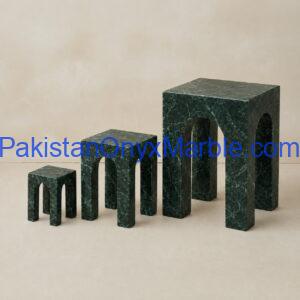 Green marble arch square bench shape bookends