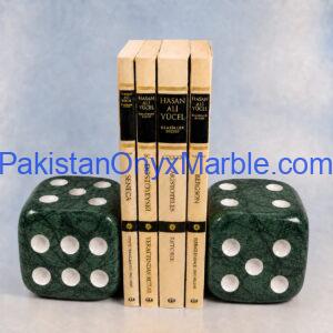 Green Marble Dice Bookends Design