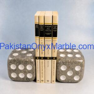 Oceanic Fossil Marble Dice Bookends Design