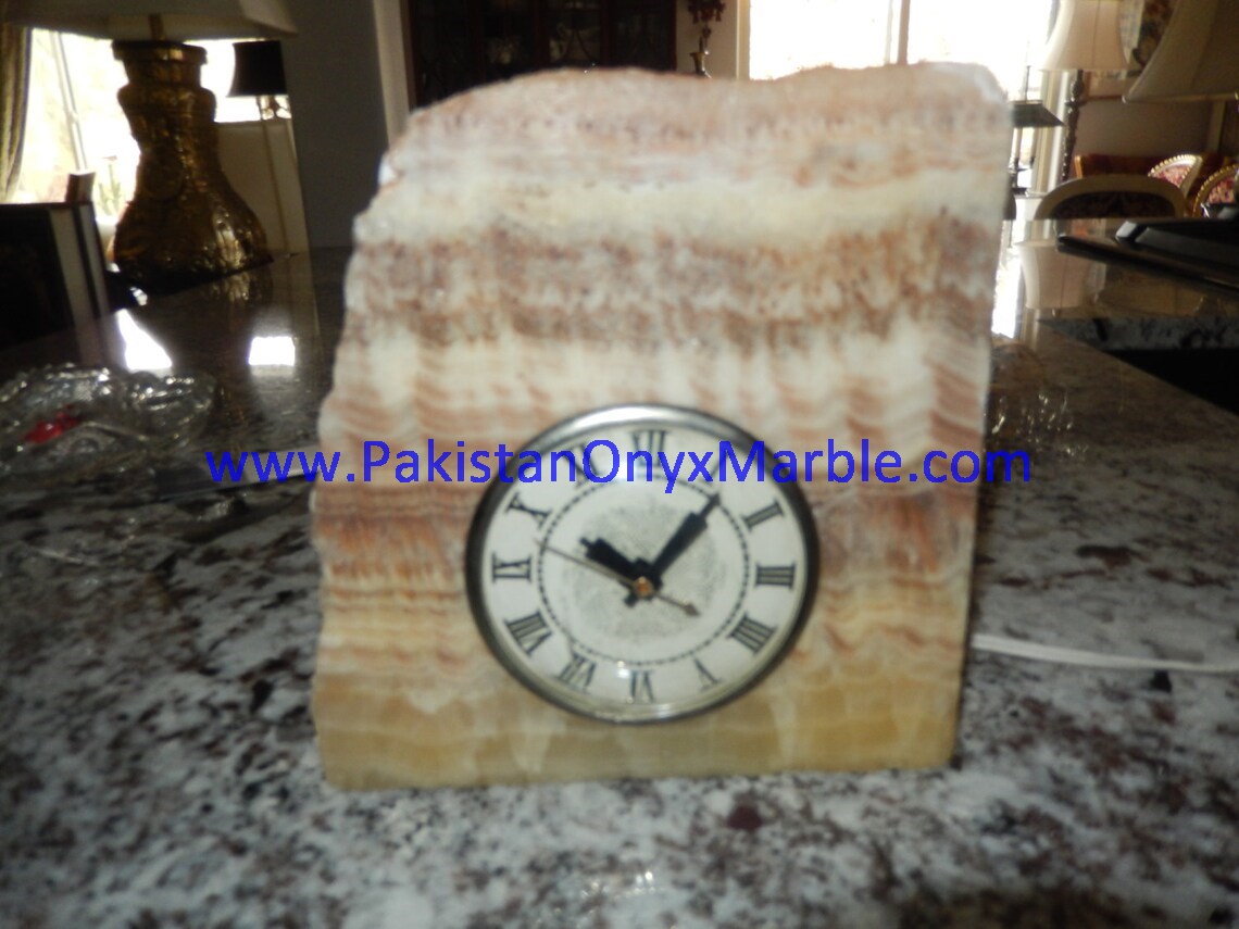 Orange Honey Onyx Rough Raw Edge Slab Clock Crafts - Pakistanonyxmarble.com