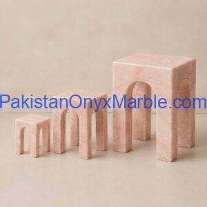 Pink marble arch square bench shape bookends
