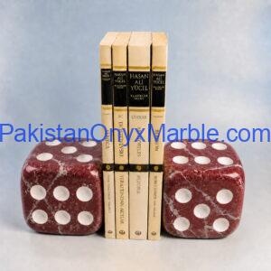 Red Zebra Marble Dice Bookends Design