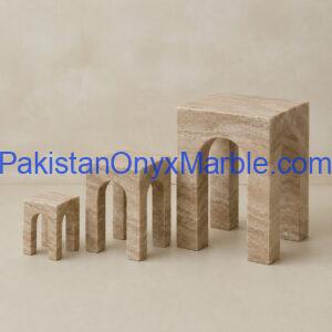 Teakwood marble arch square bench shape bookends