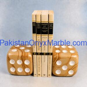 Teakwood Marble Dice Bookends Design