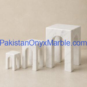 White marble arch square bench shape bookends