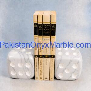 White Marble Dice Bookends Design